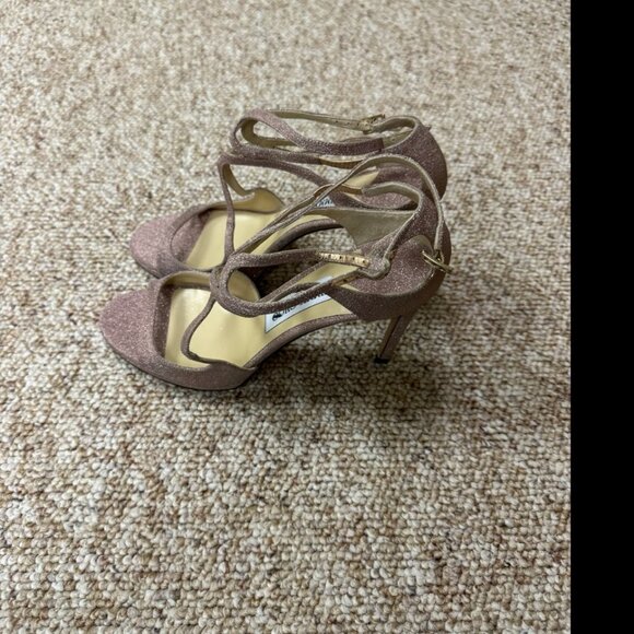 Jimmy Choo Lance 100 ballet pink glitter sandals Size 38.5 - Picture 3 of 10